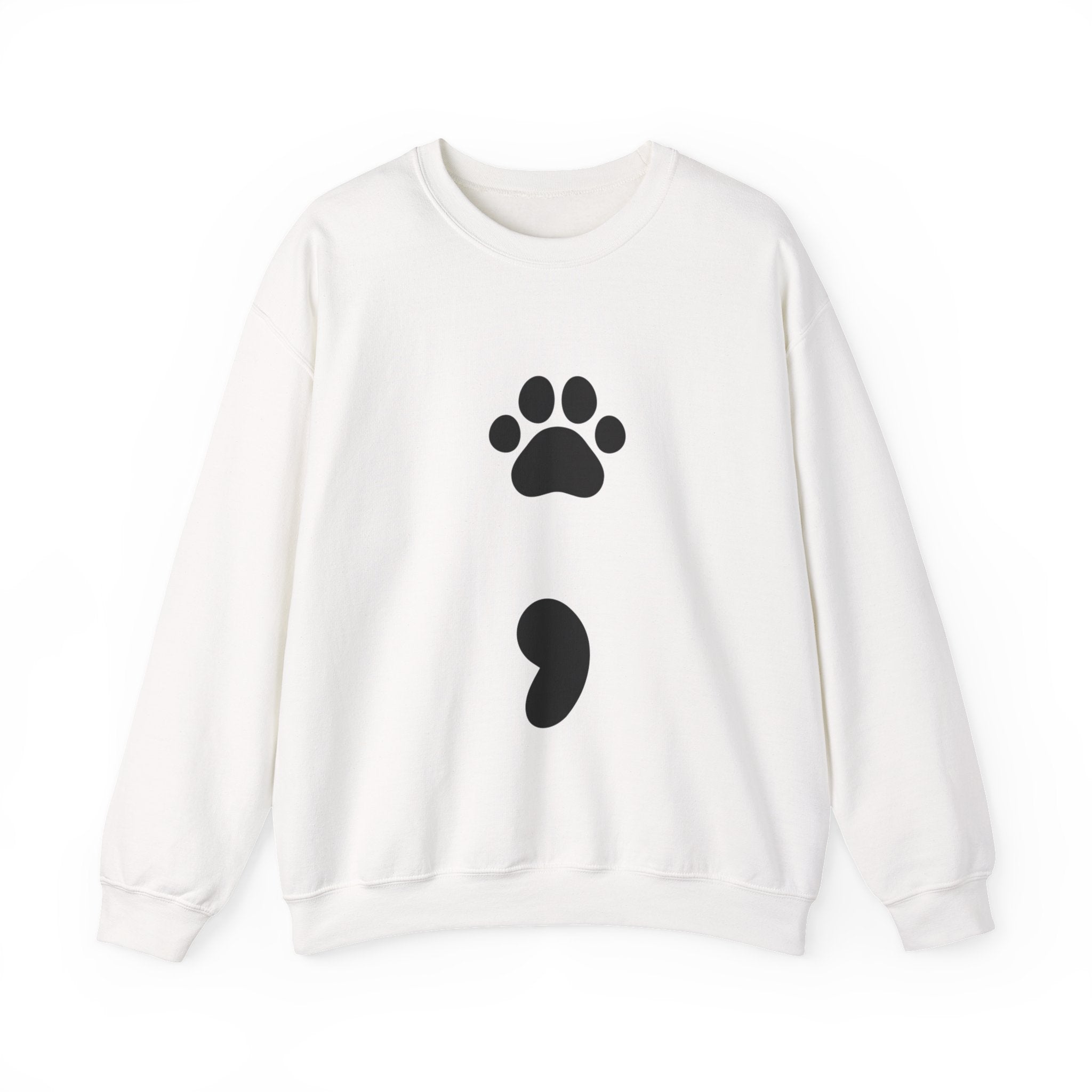 Pawprint Semicolon Crewneck Sweatshirt — Minimal Pet Lover Pullover