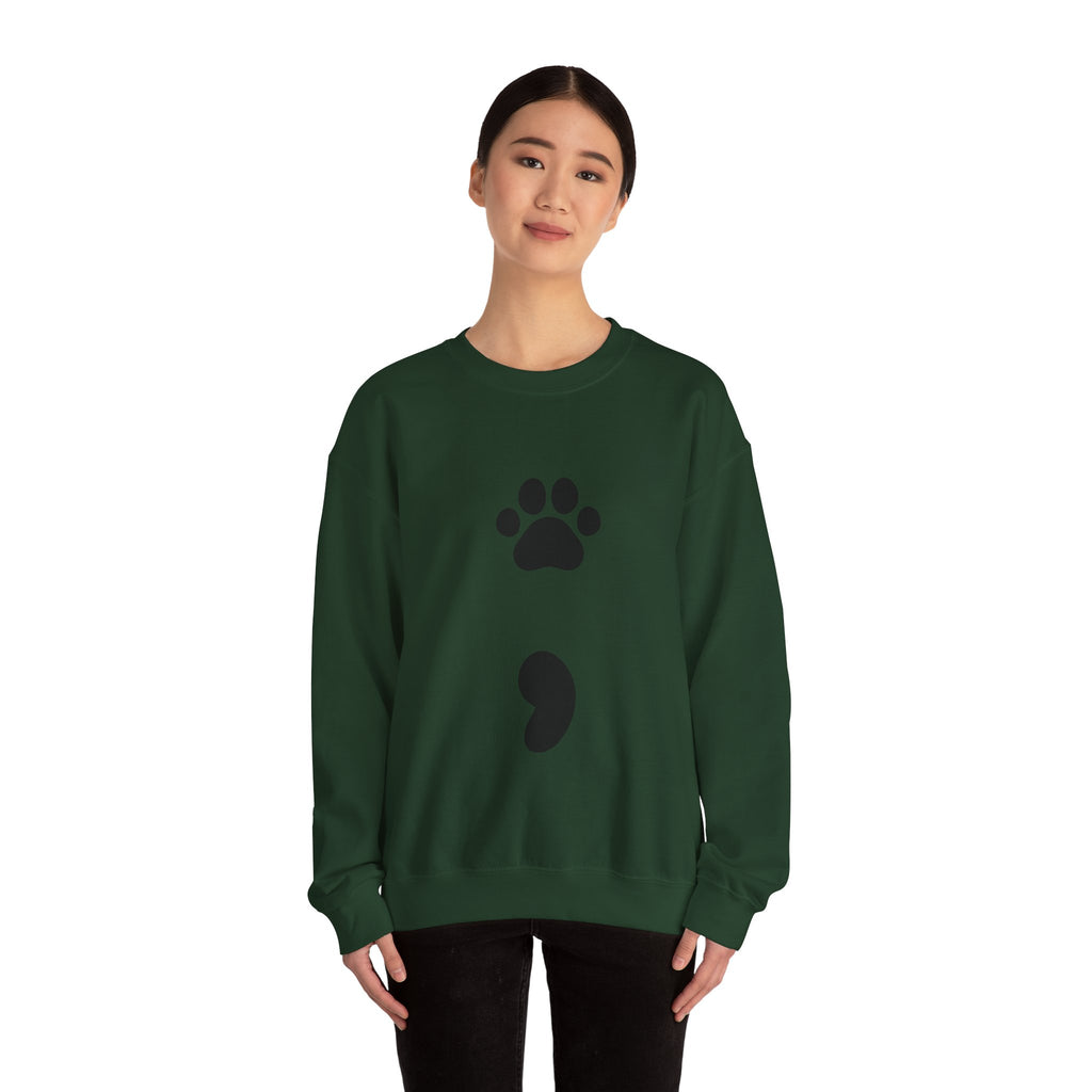Pawprint Semicolon Crewneck Sweatshirt — Minimal Pet Lover Pullover