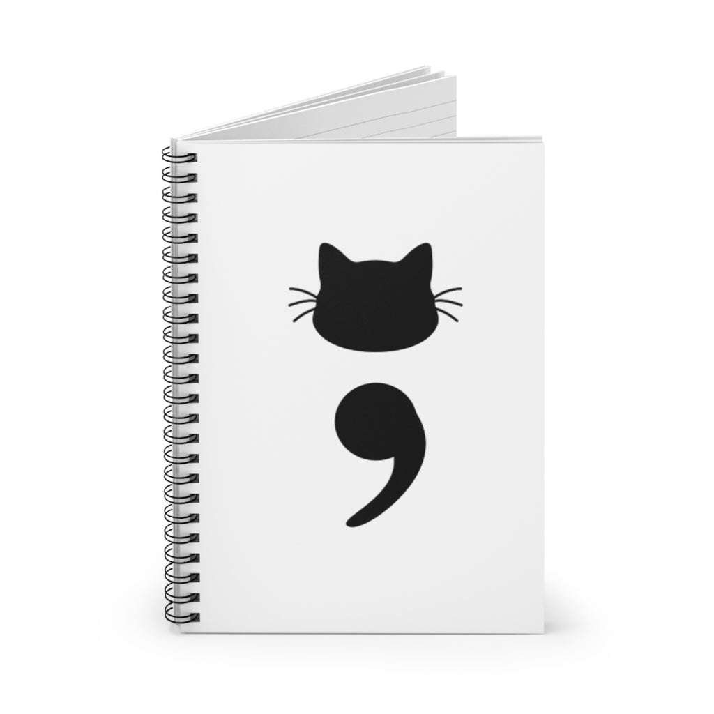 Cat Semicolon Spiral Notebook — Mental Health Journal