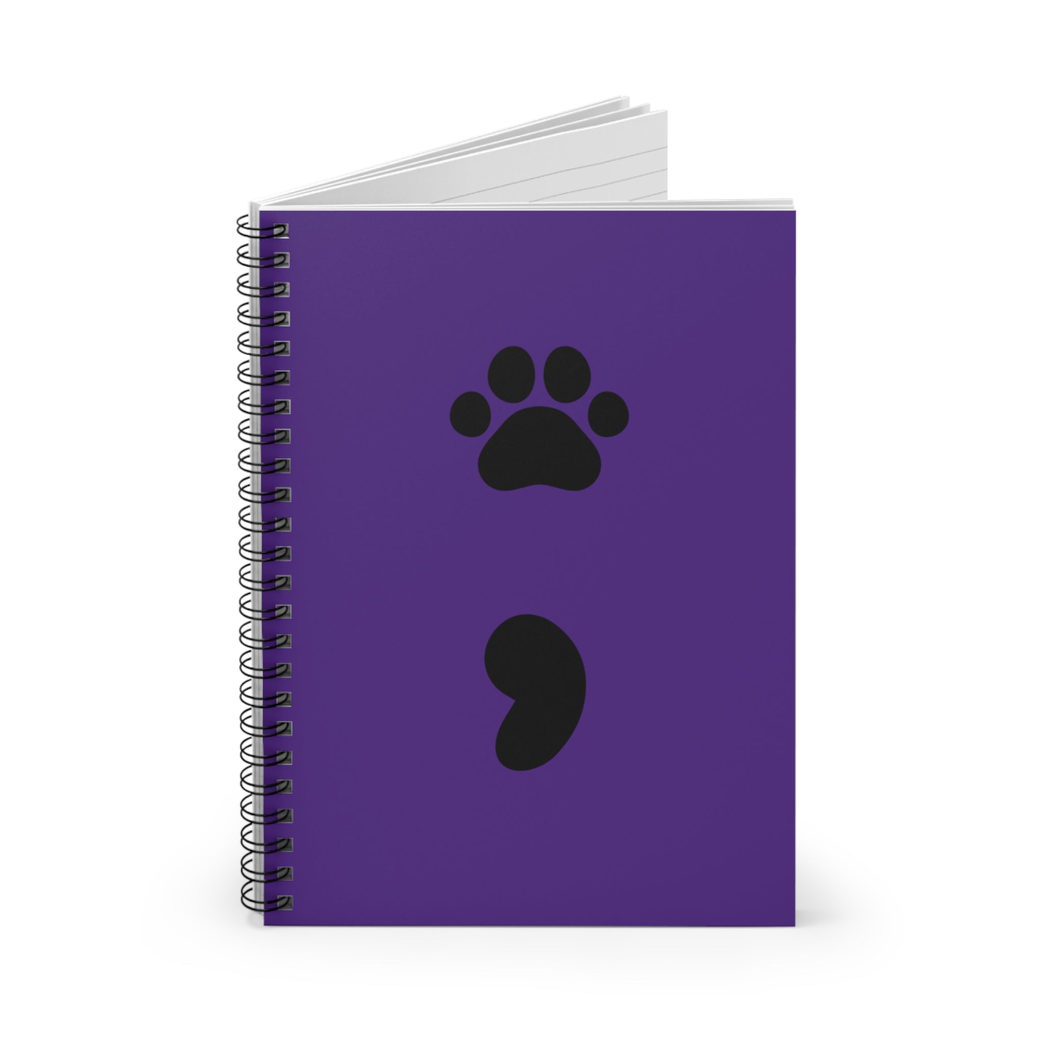 Pet Paw Semicolon Spiral Notebook — Mental Health & Pet Lover Journal
