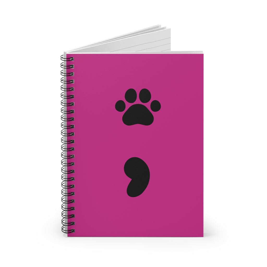 Pet Paw Semicolon Spiral Notebook — Mental Health & Pet Lover Journal