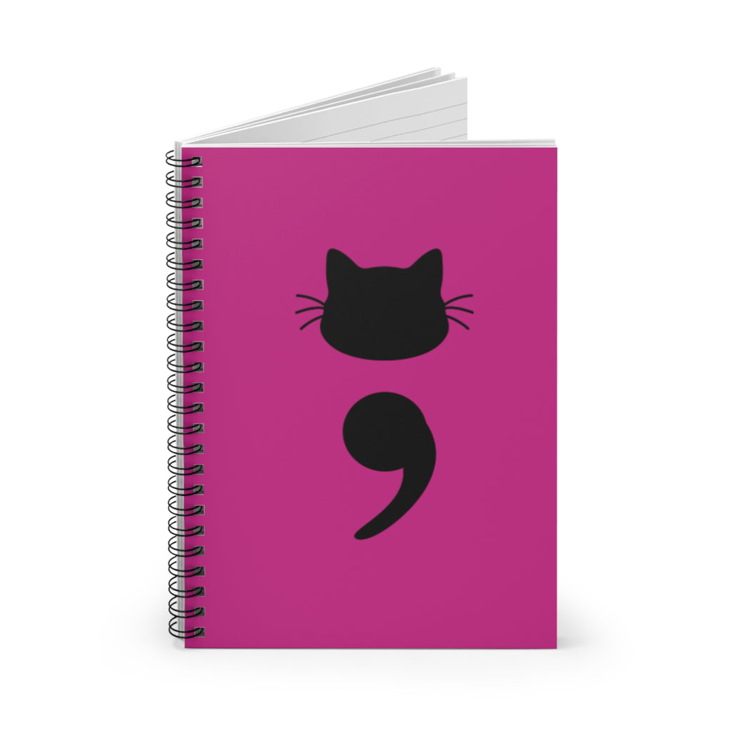 Cat Semicolon Spiral Notebook — Mental Health Journal