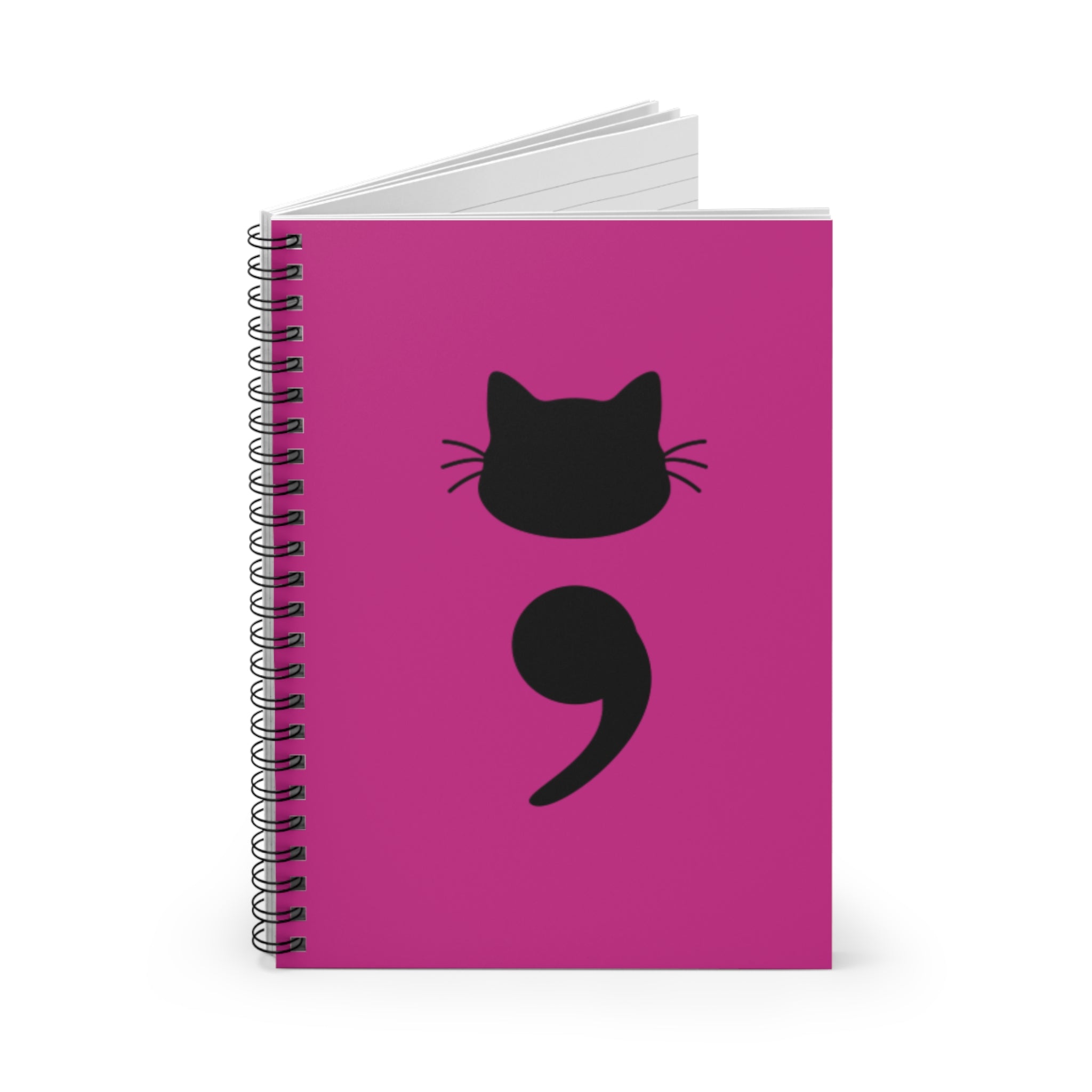 Cat Semicolon Spiral Notebook — Mental Health Journal