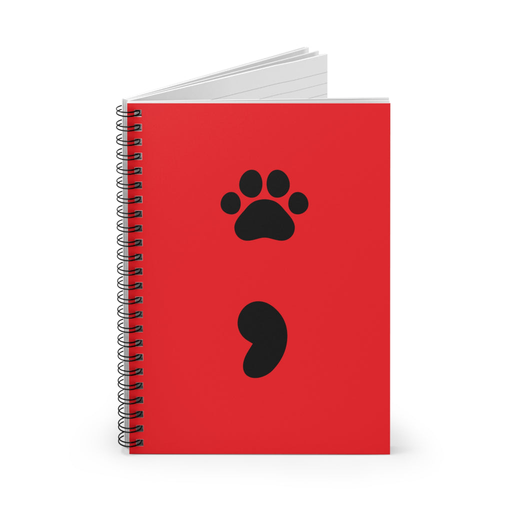 Pet Paw Semicolon Spiral Notebook — Mental Health & Pet Lover Journal