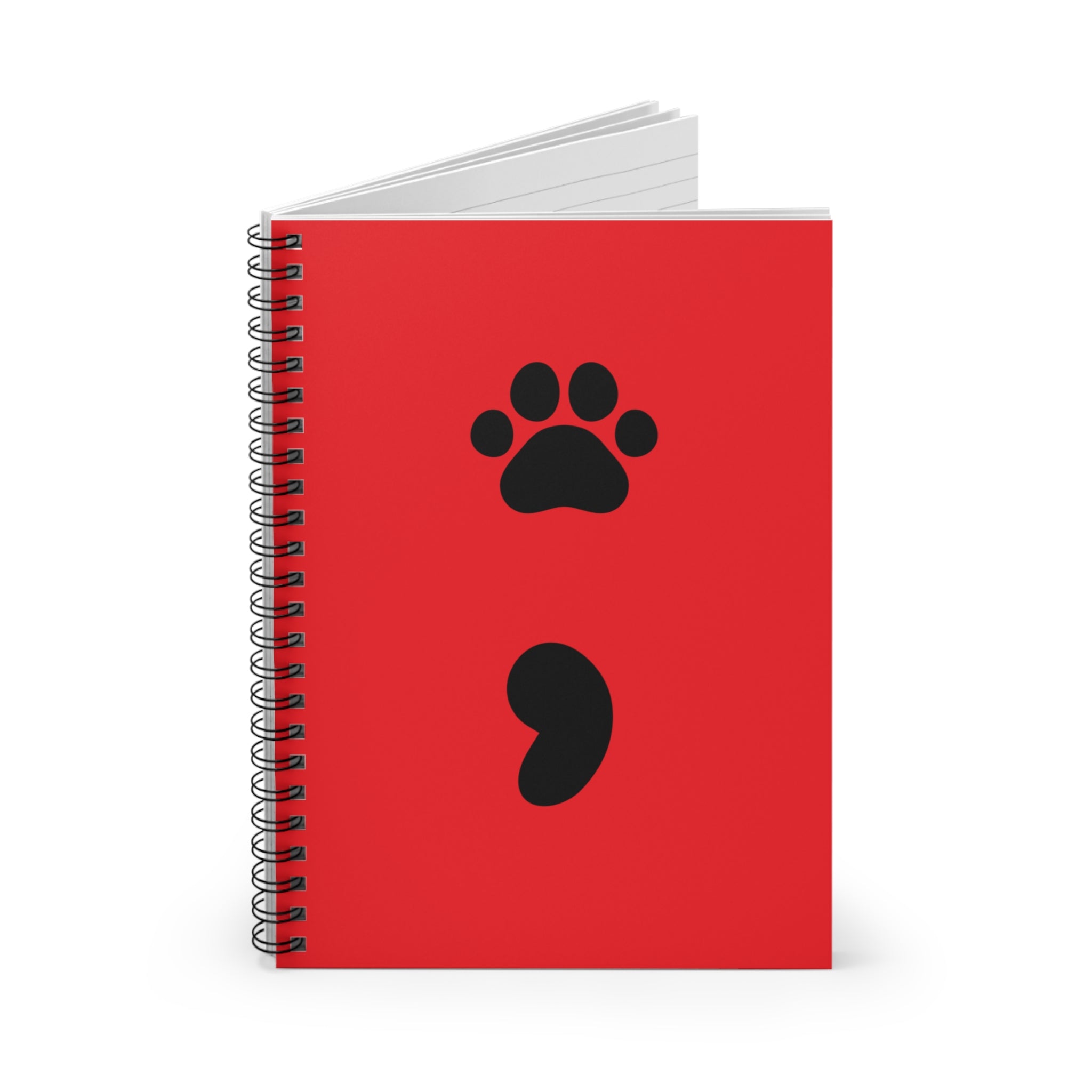 Pet Paw Semicolon Spiral Notebook — Mental Health & Pet Lover Journal