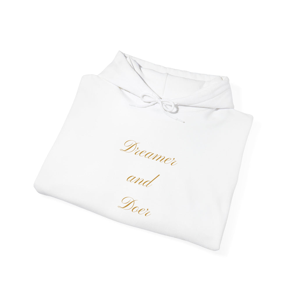 Hoodie — Minimal 'Dreamer and Doer.' Gold Script Hoodie