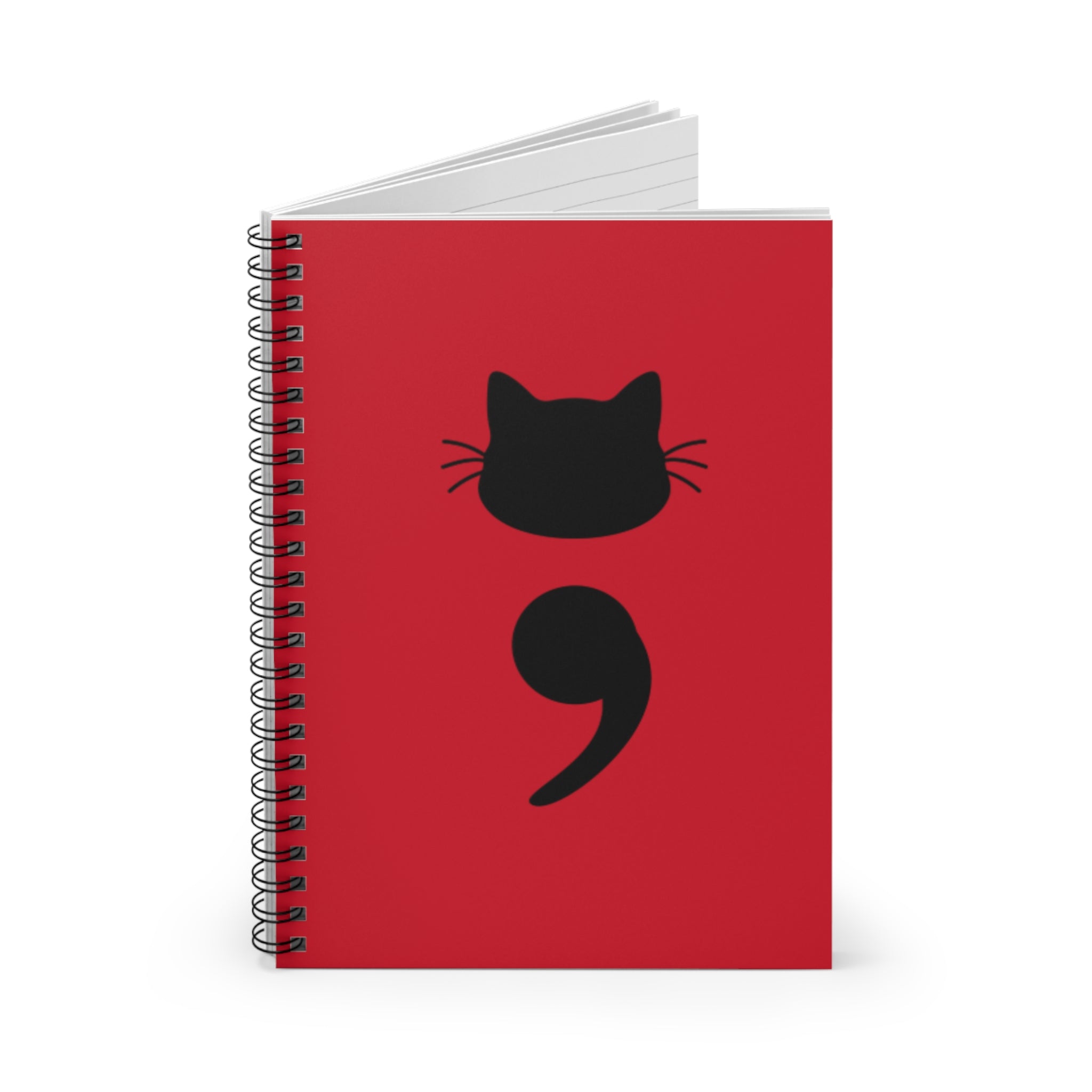 Cat Semicolon Spiral Notebook — Mental Health Journal