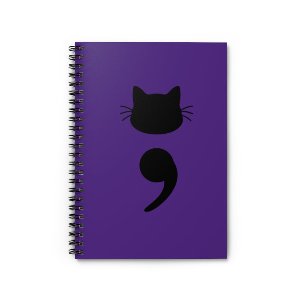 Cat Semicolon Spiral Notebook — Mental Health Journal
