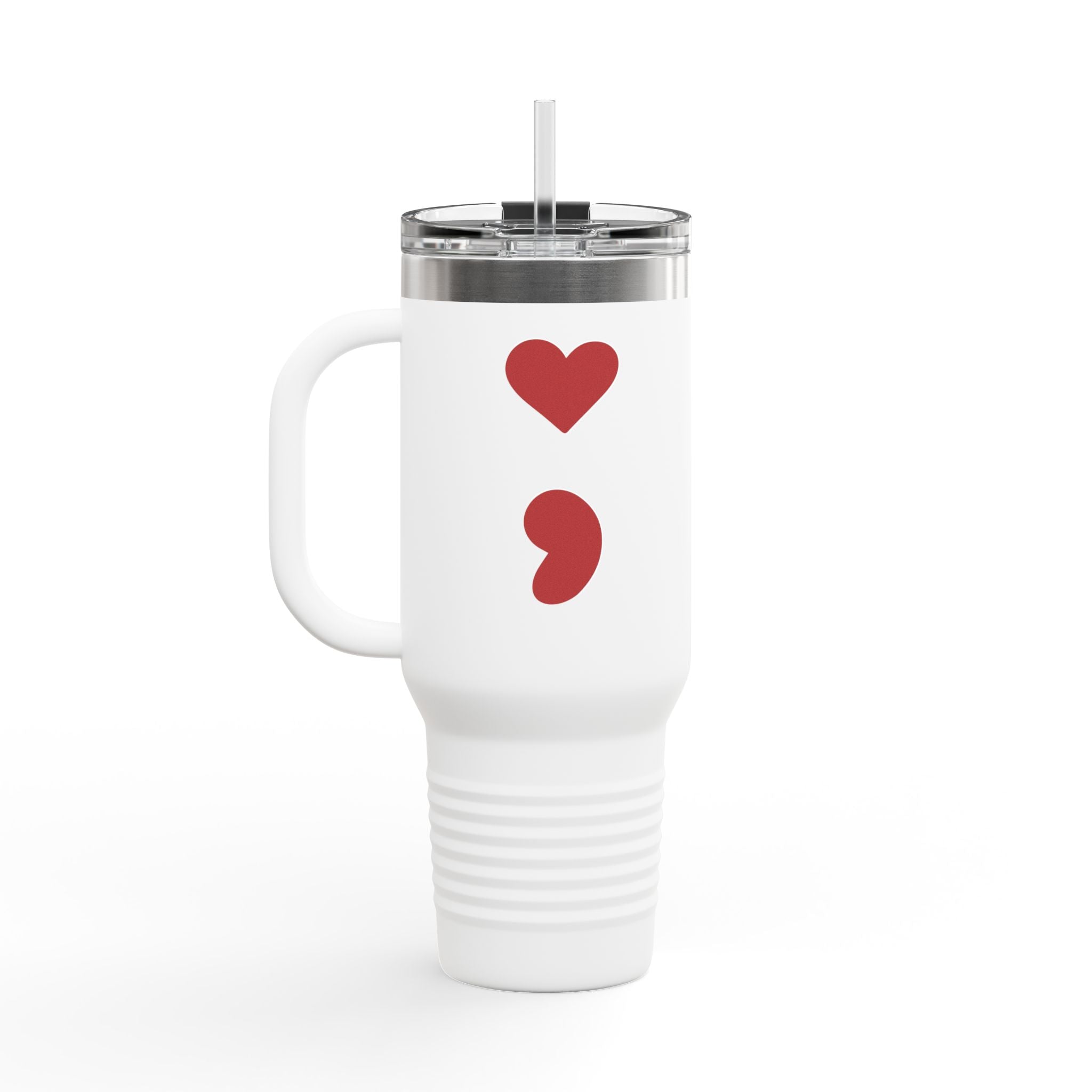 40oz Insulated Travel Mug – Black Cat Semicolon Design, Stainless Steel Tumbler for Coffee & Tea