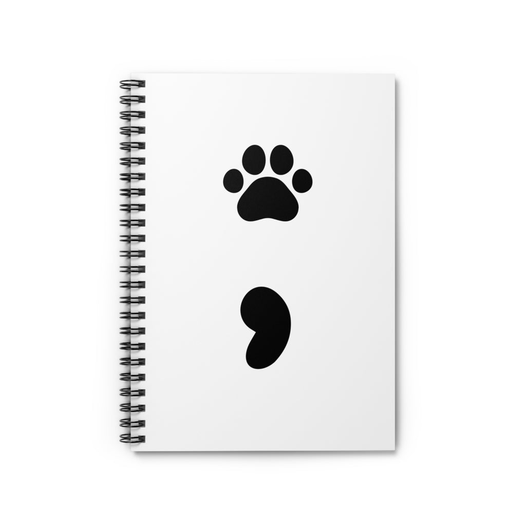 Pet Paw Semicolon Spiral Notebook — Mental Health & Pet Lover Journal