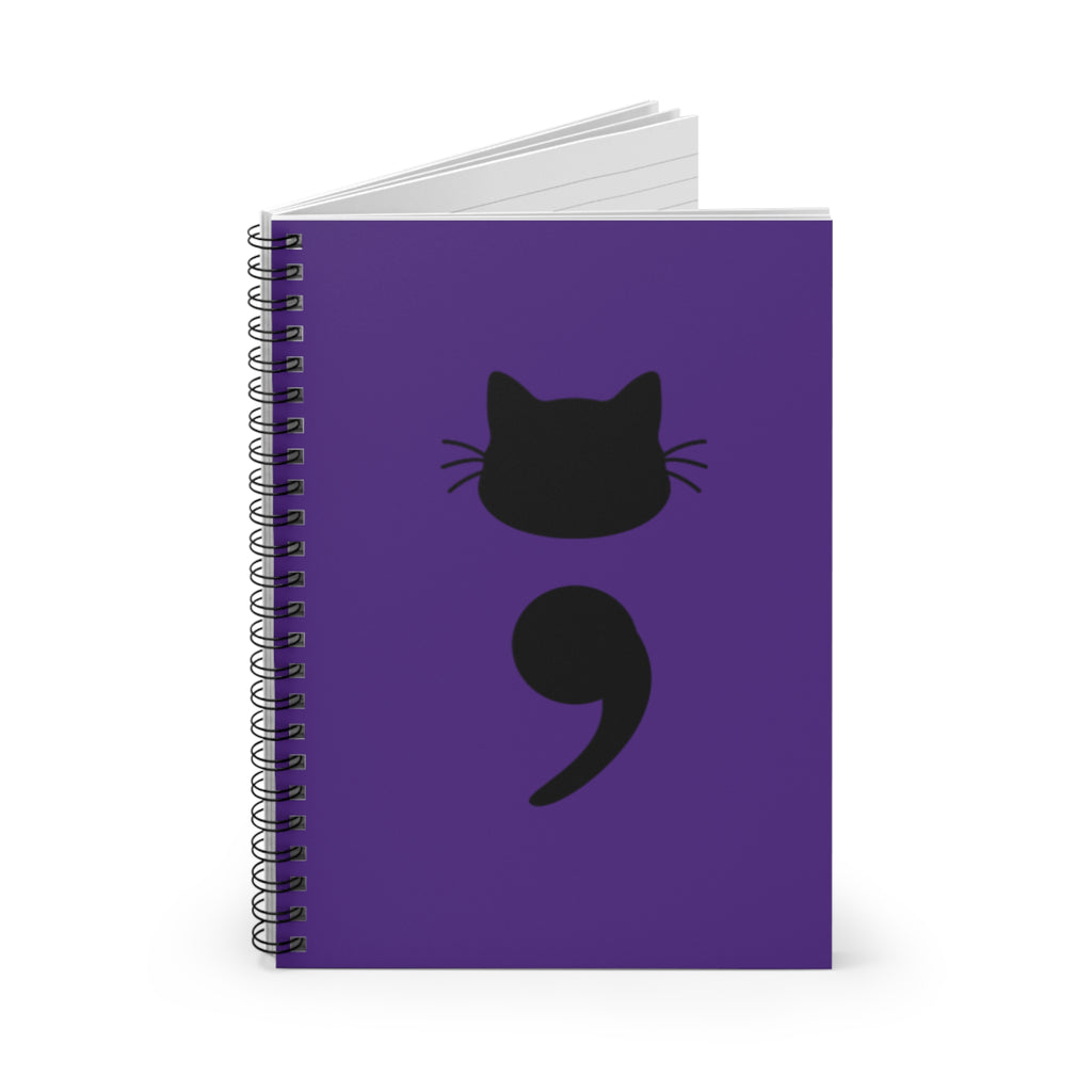 Cat Semicolon Spiral Notebook — Mental Health Journal