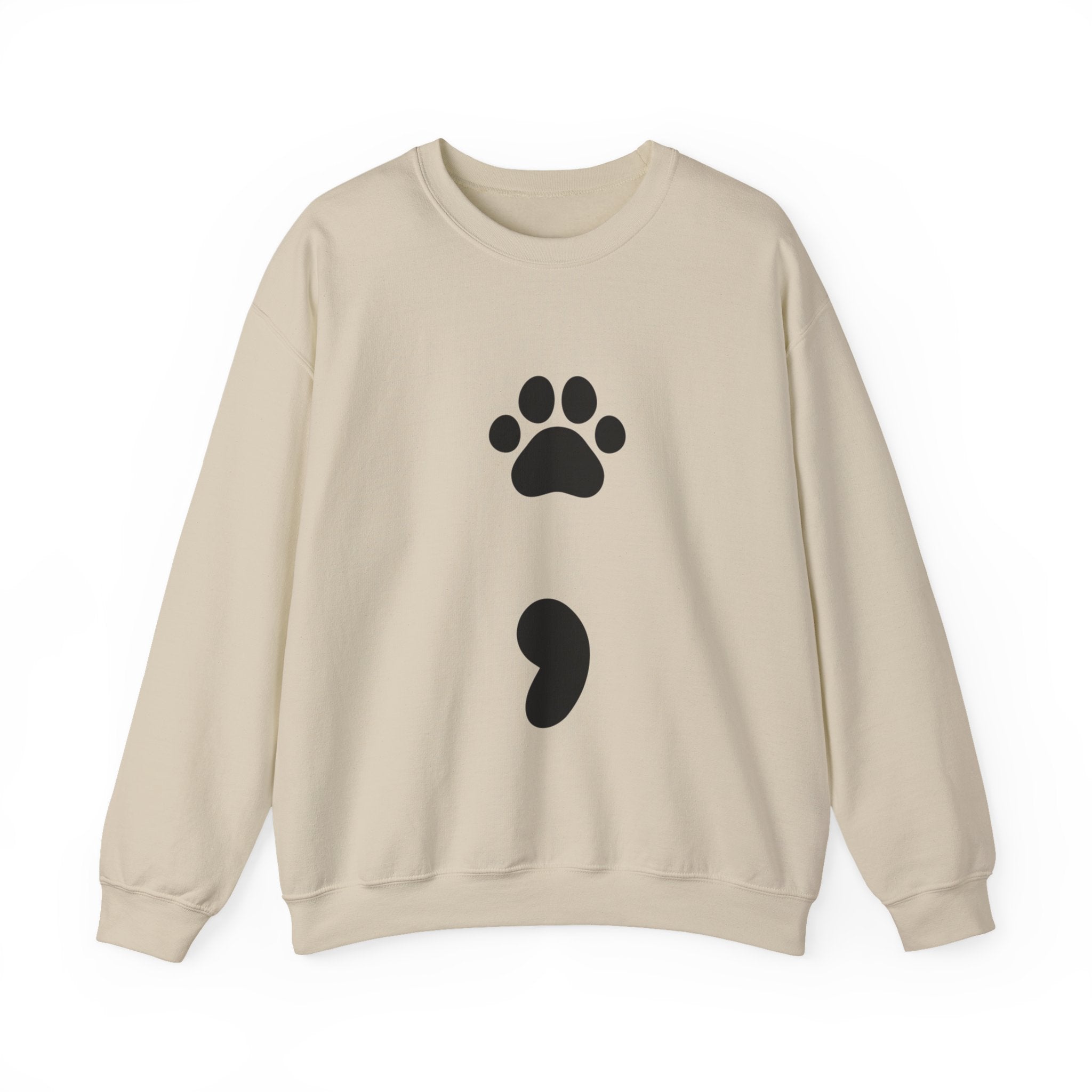 Pawprint Semicolon Crewneck Sweatshirt — Minimal Pet Lover Pullover