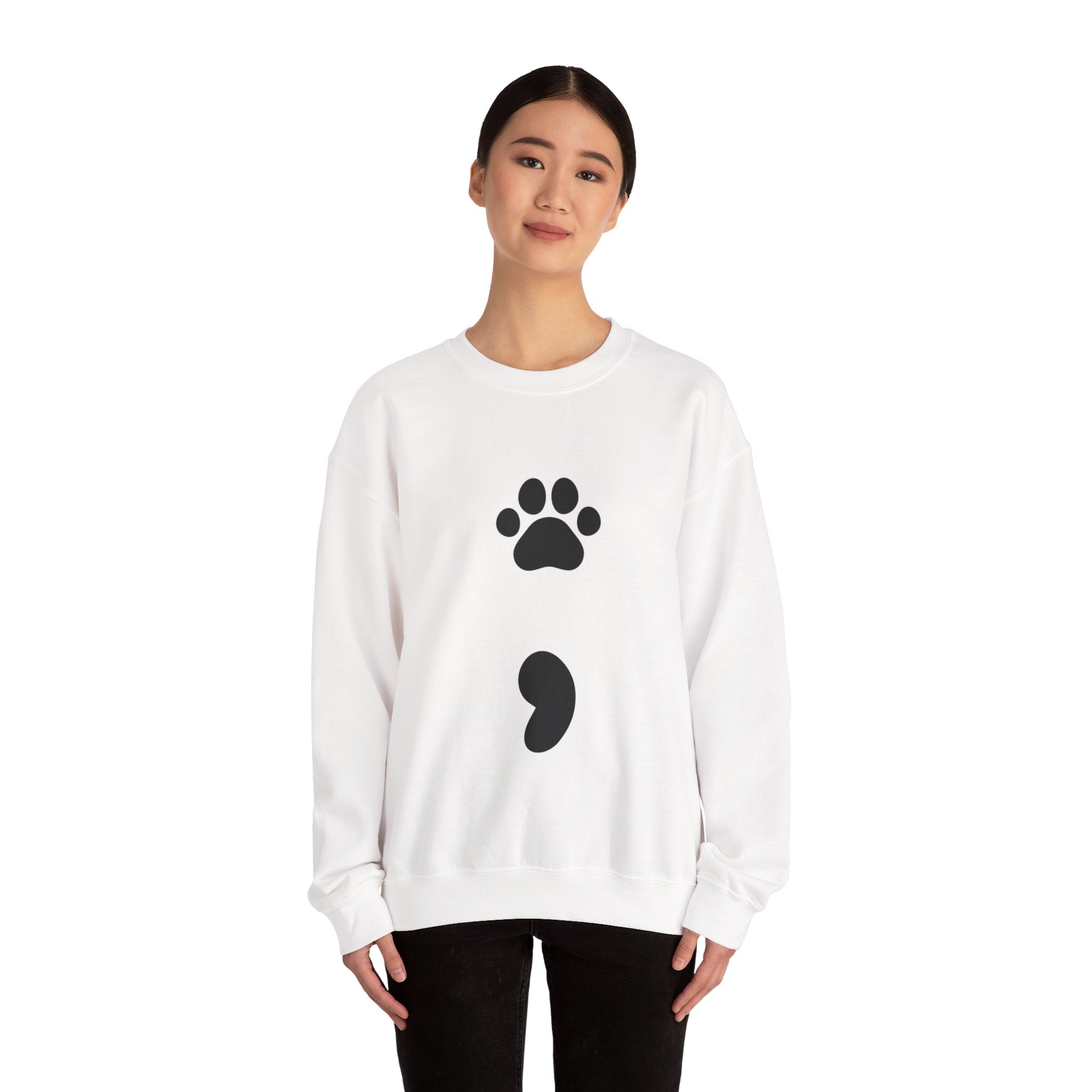 Pawprint Semicolon Crewneck Sweatshirt — Minimal Pet Lover Pullover