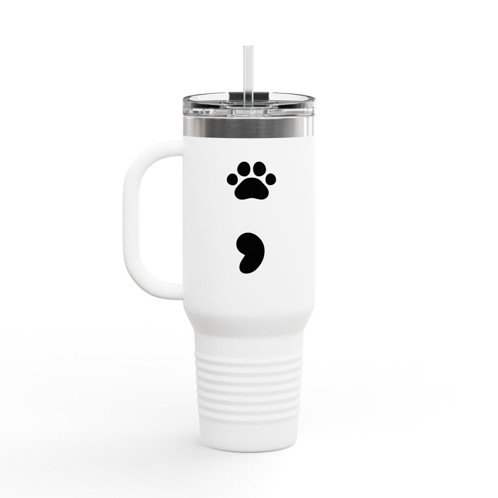 Copy of 40oz Insulated Travel Mug – Black Cat Semicolon Design, Stainless Steel Tumbler for Coffee & Tea