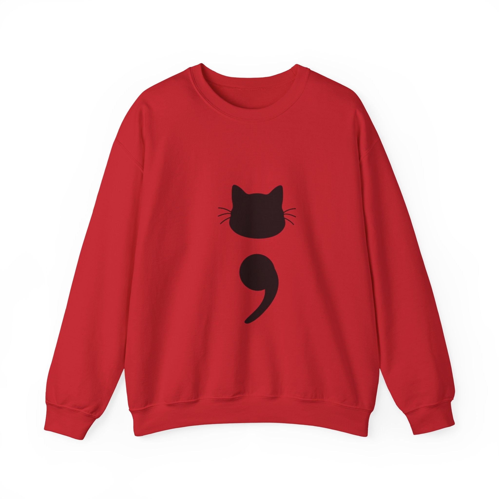 Cat Semicolon Crewneck Sweatshirt — Minimal Pet Lover Pullover