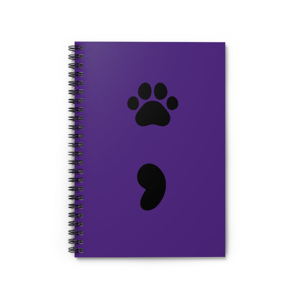 Pet Paw Semicolon Spiral Notebook — Mental Health & Pet Lover Journal
