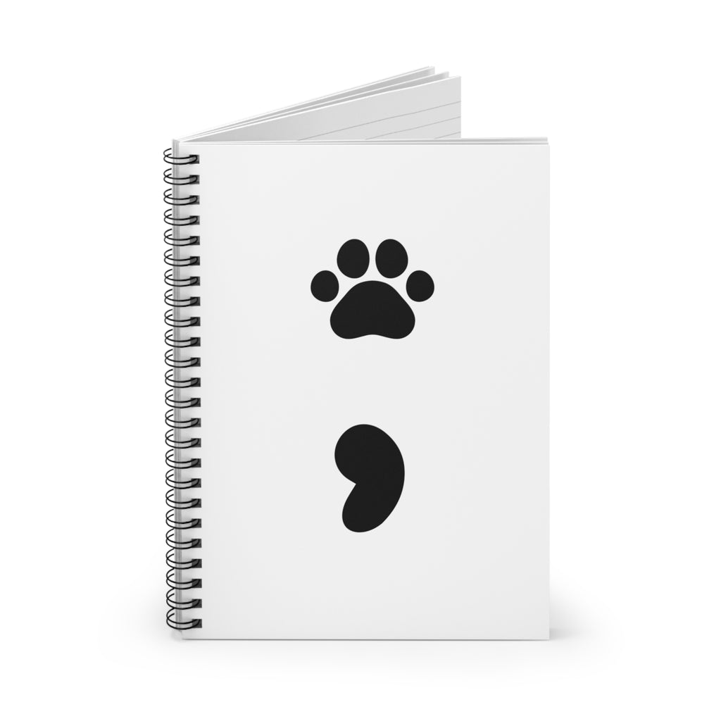 Pet Paw Semicolon Spiral Notebook — Mental Health & Pet Lover Journal
