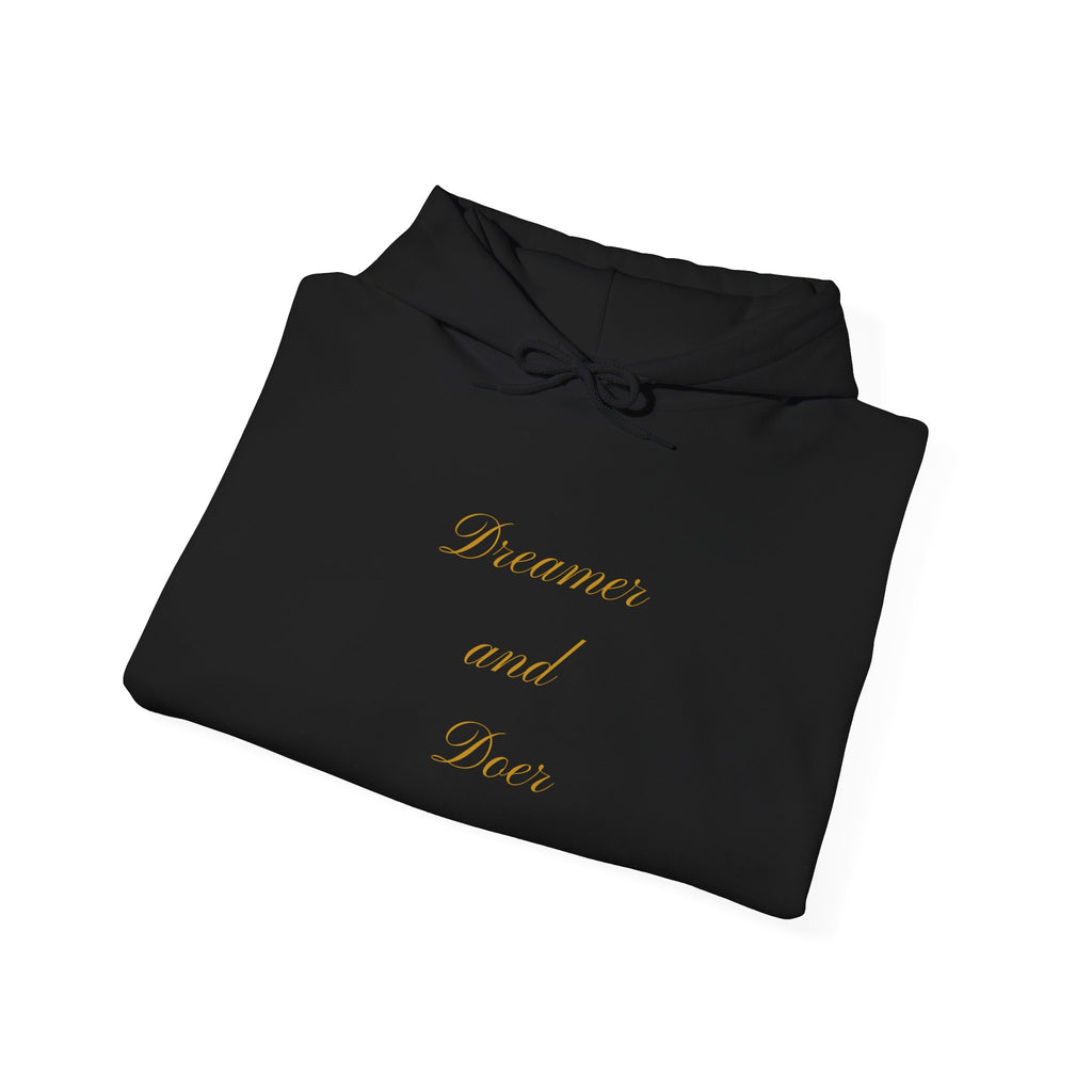Hoodie — Minimal 'Dreamer and Doer.' Gold Script Hoodie