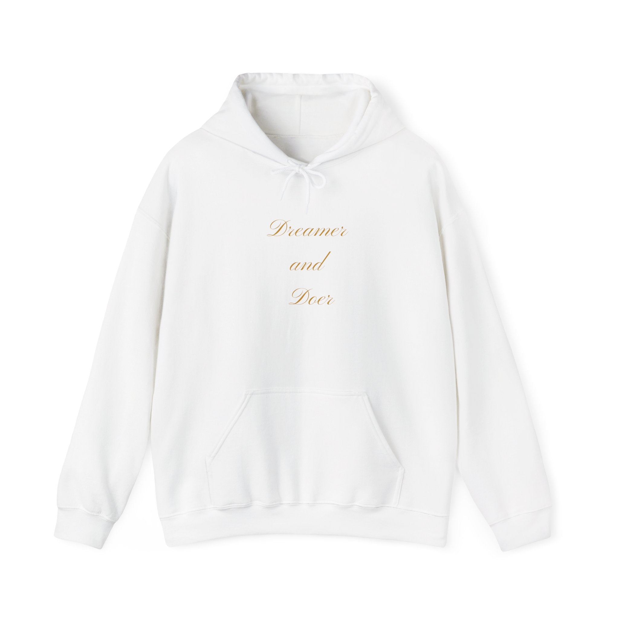 Hoodie — Minimal 'Dreamer and Doer.' Gold Script Hoodie