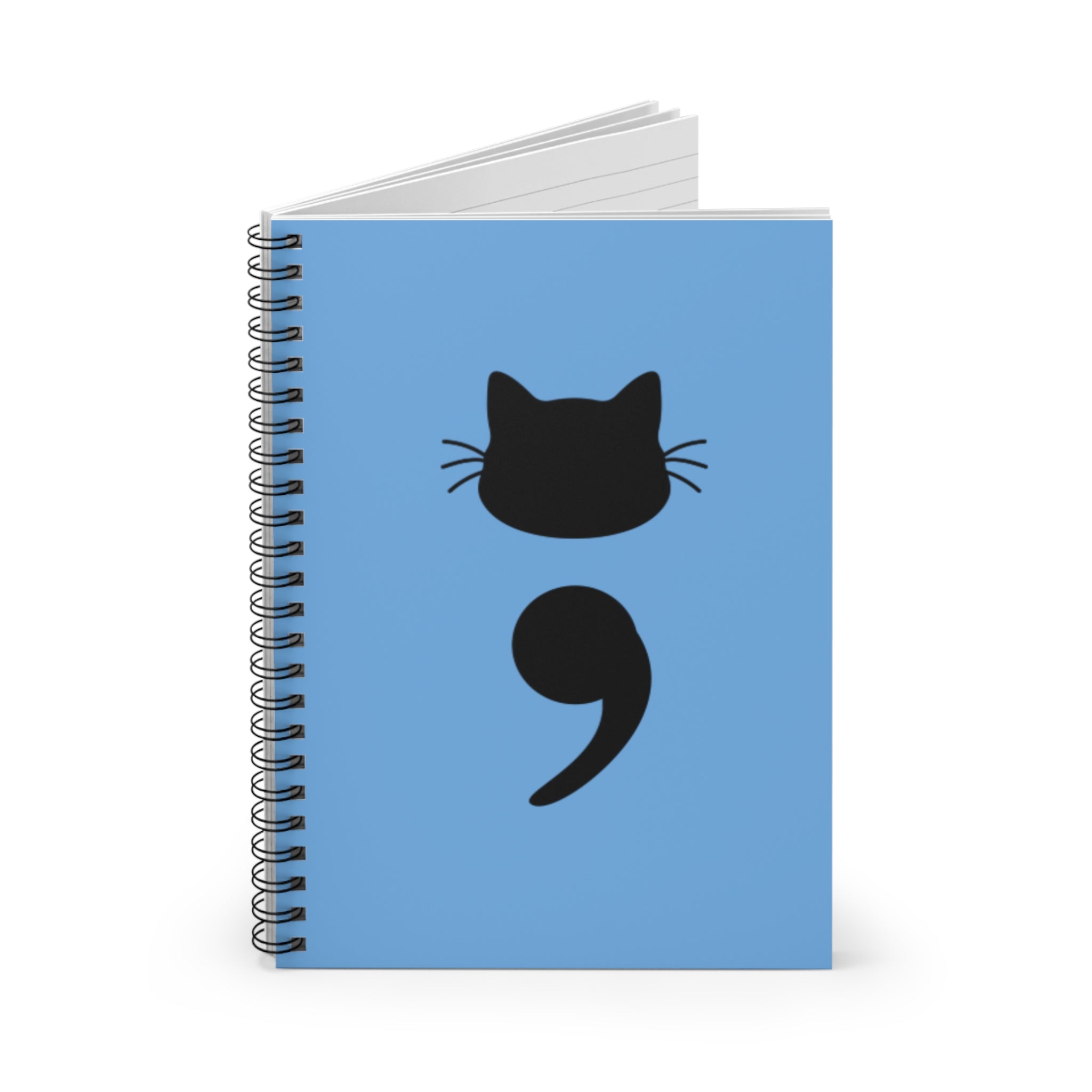 Cat Semicolon Spiral Notebook — Mental Health Journal