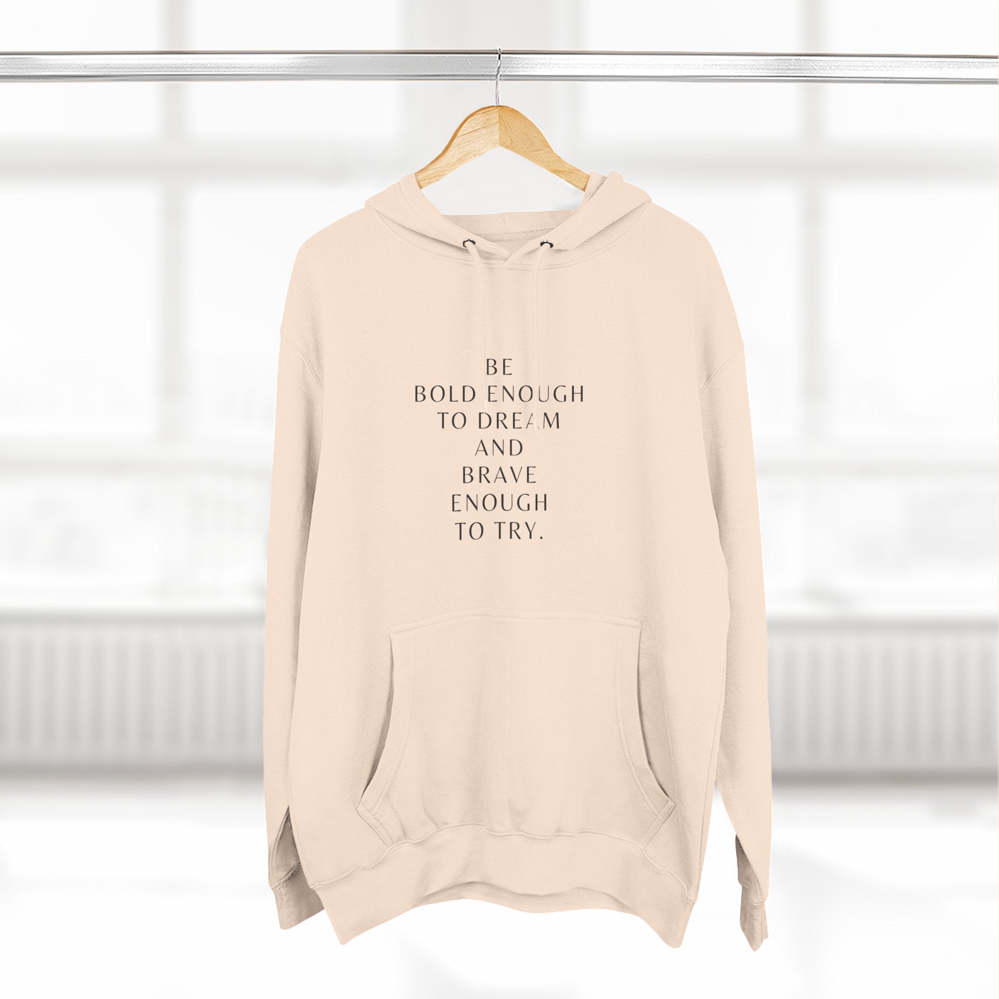 Inspirational Quote Hoodie — "Be Bold Enough to Dream" White Fleece Pullover