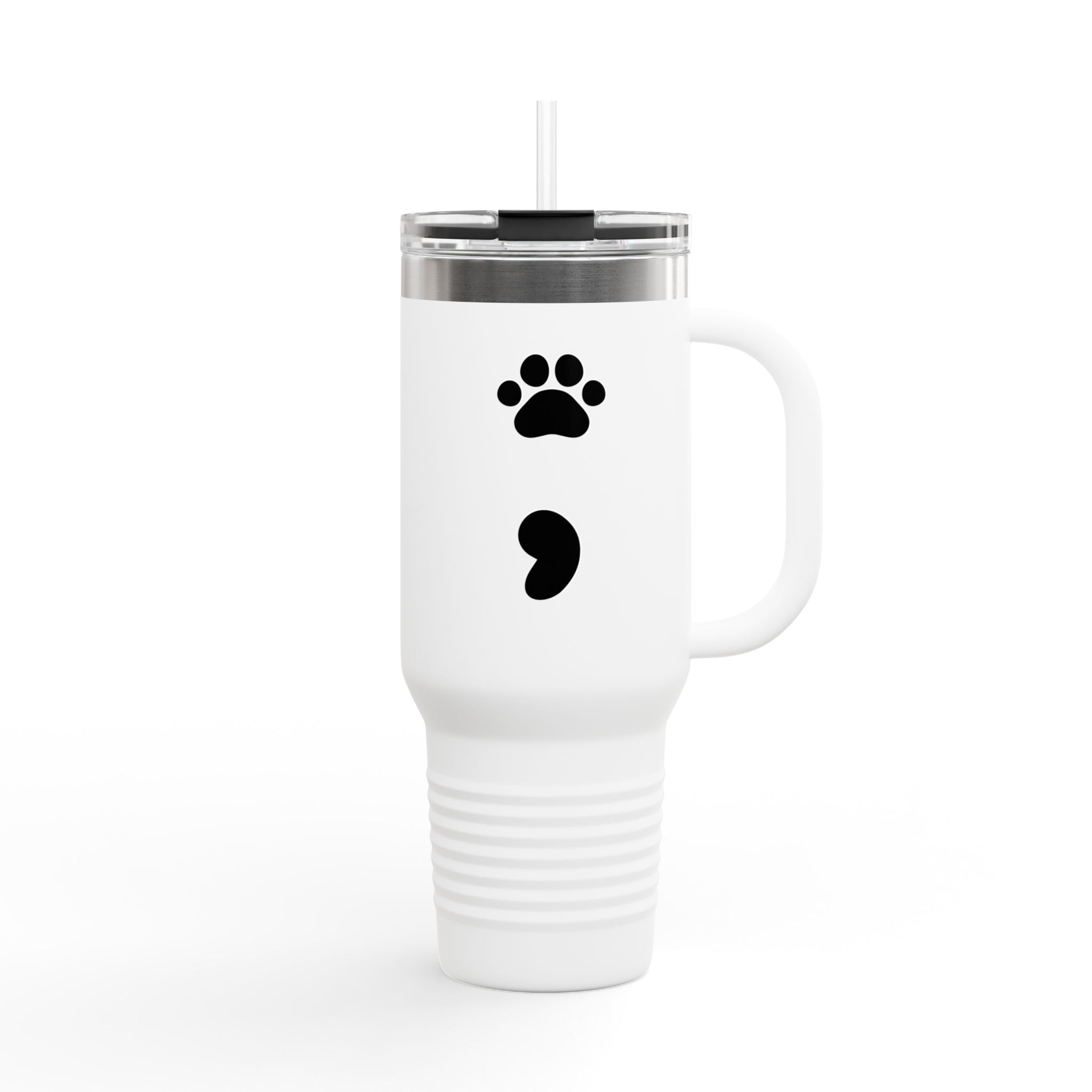 Copy of 40oz Insulated Travel Mug – Black Cat Semicolon Design, Stainless Steel Tumbler for Coffee & Tea
