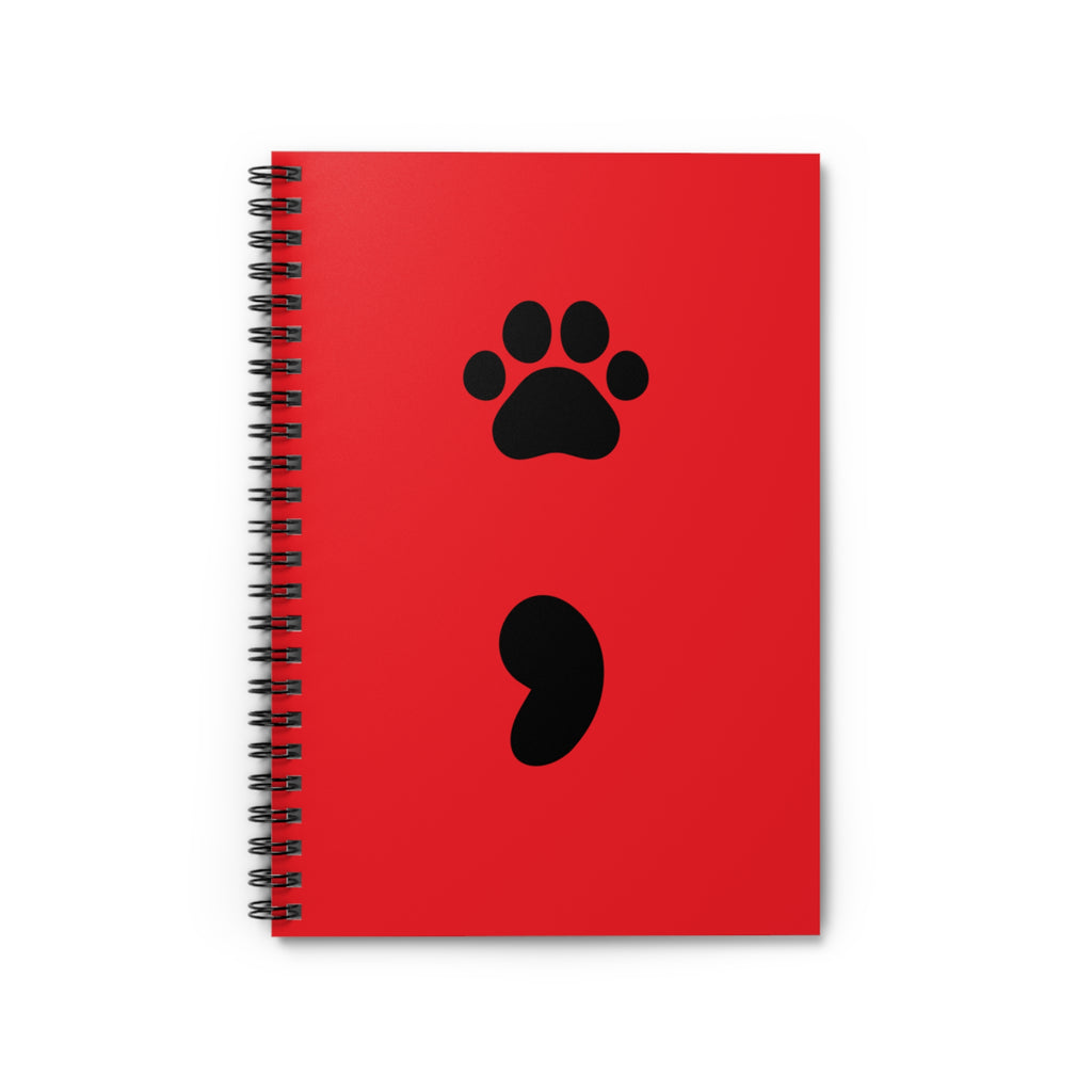 Pet Paw Semicolon Spiral Notebook — Mental Health & Pet Lover Journal