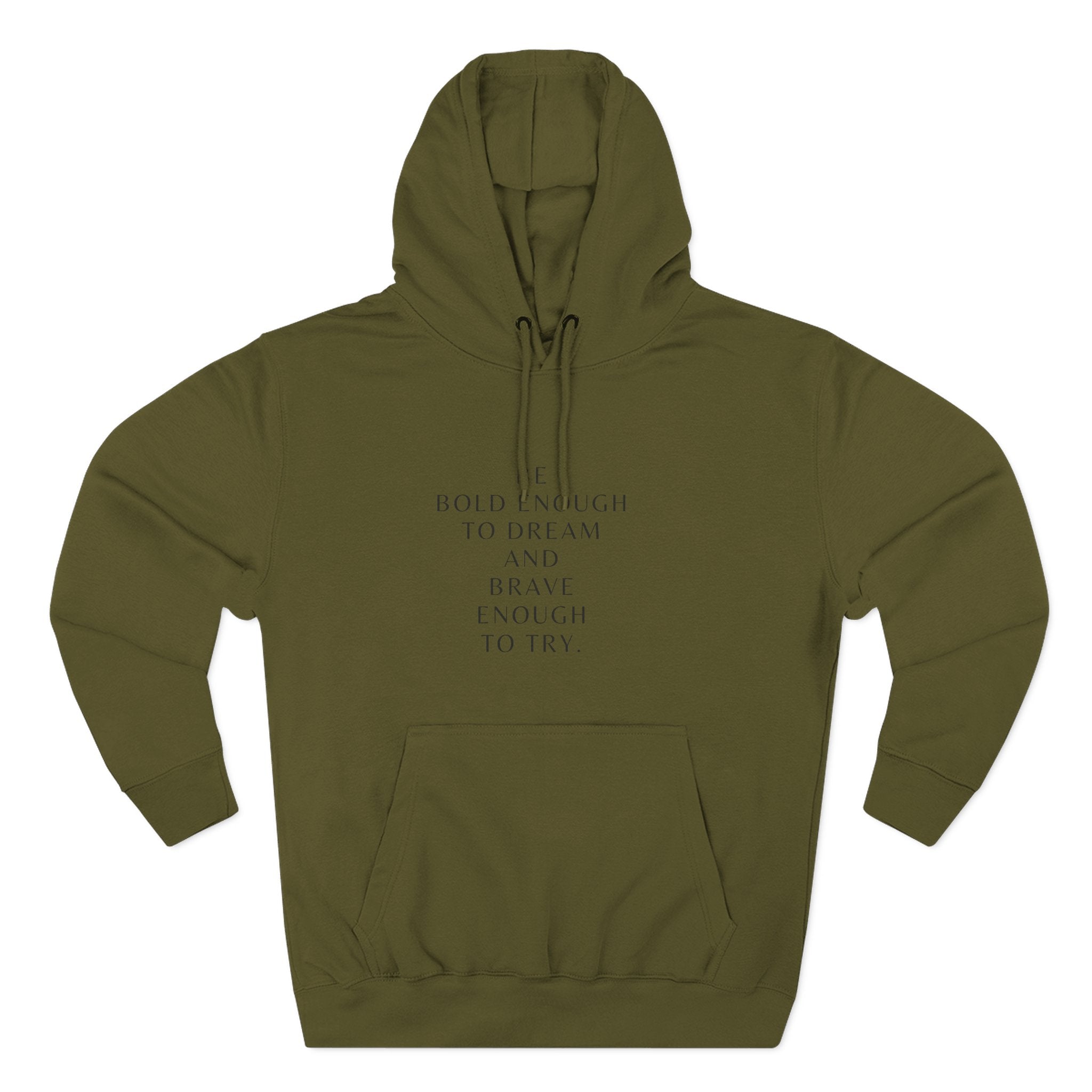 Inspirational Quote Hoodie — "Be Bold Enough to Dream" White Fleece Pullover