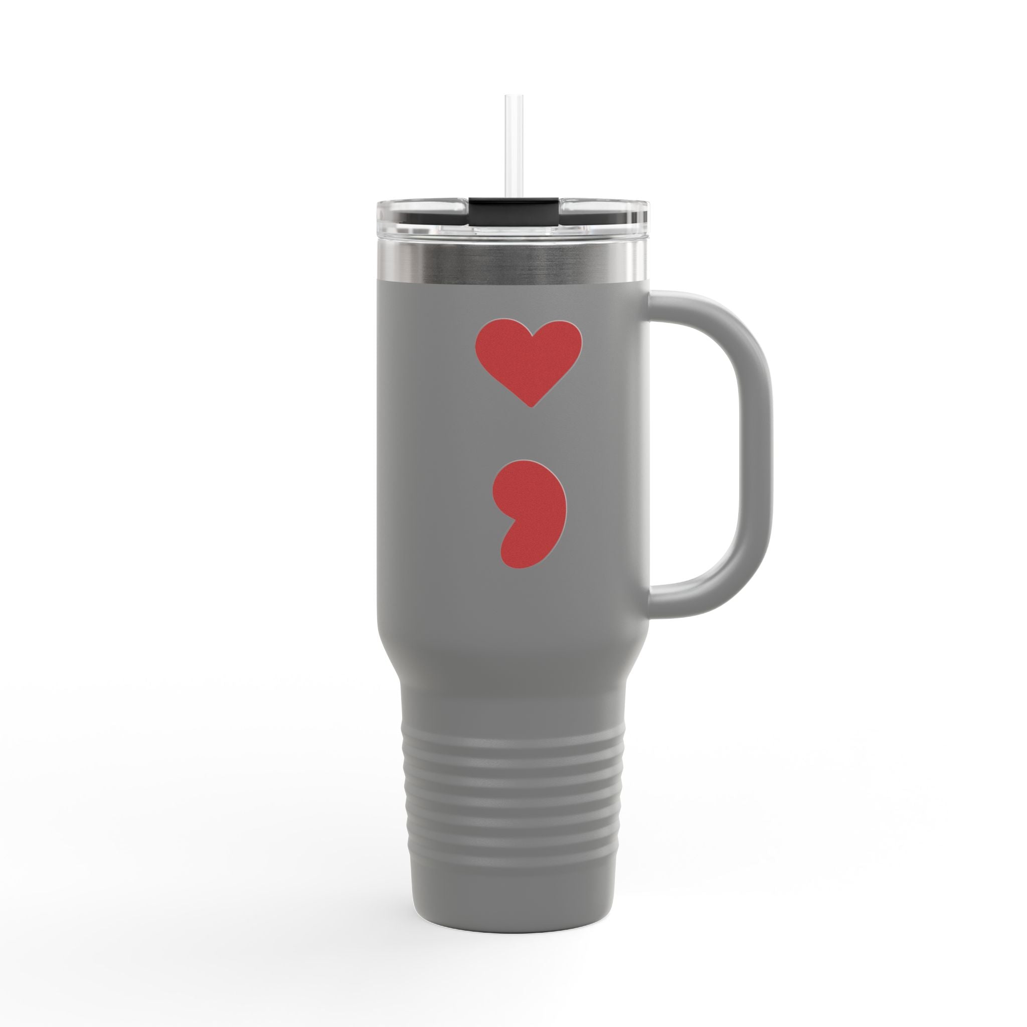 40oz Insulated Travel Mug – Black Cat Semicolon Design, Stainless Steel Tumbler for Coffee & Tea