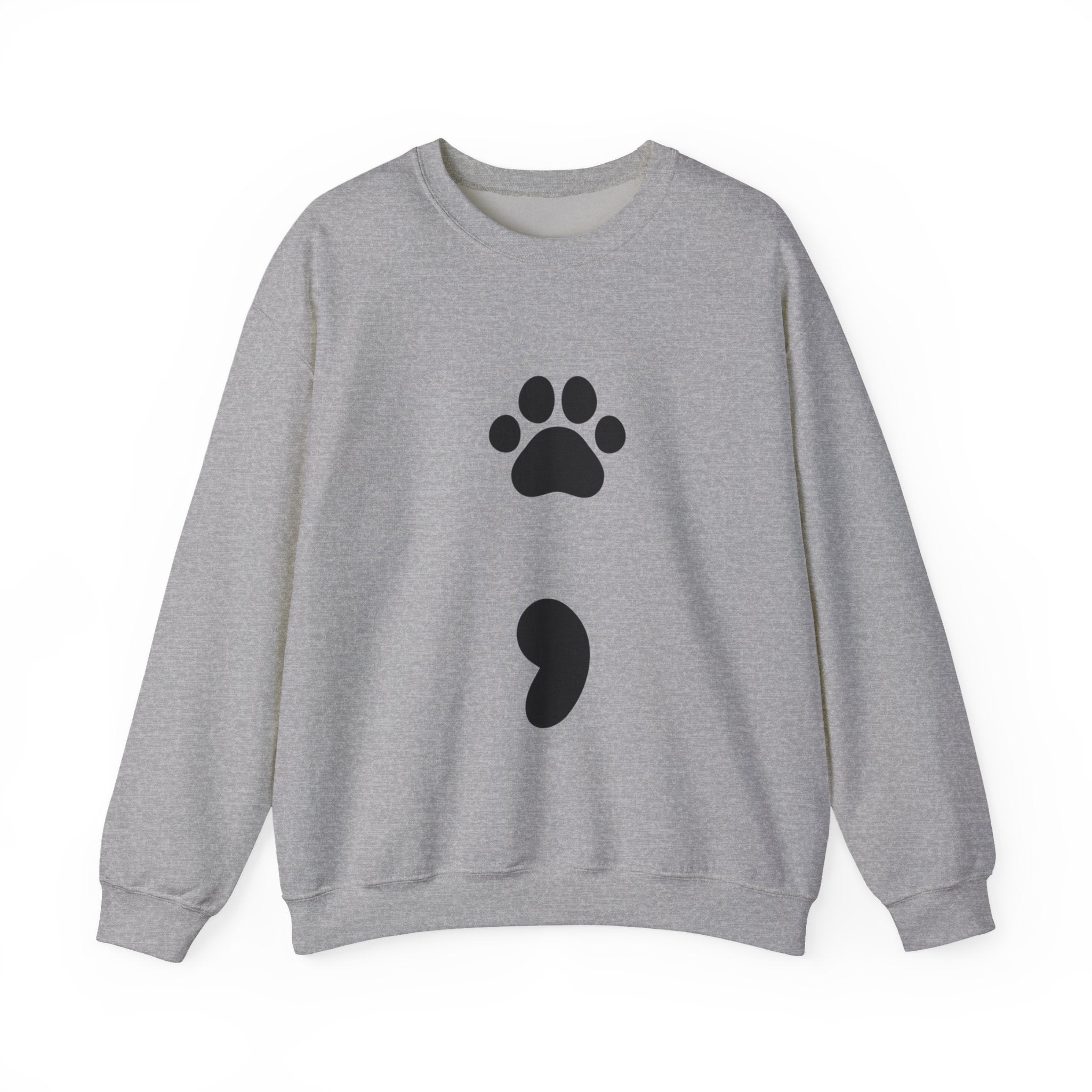 Pawprint Semicolon Crewneck Sweatshirt — Minimal Pet Lover Pullover