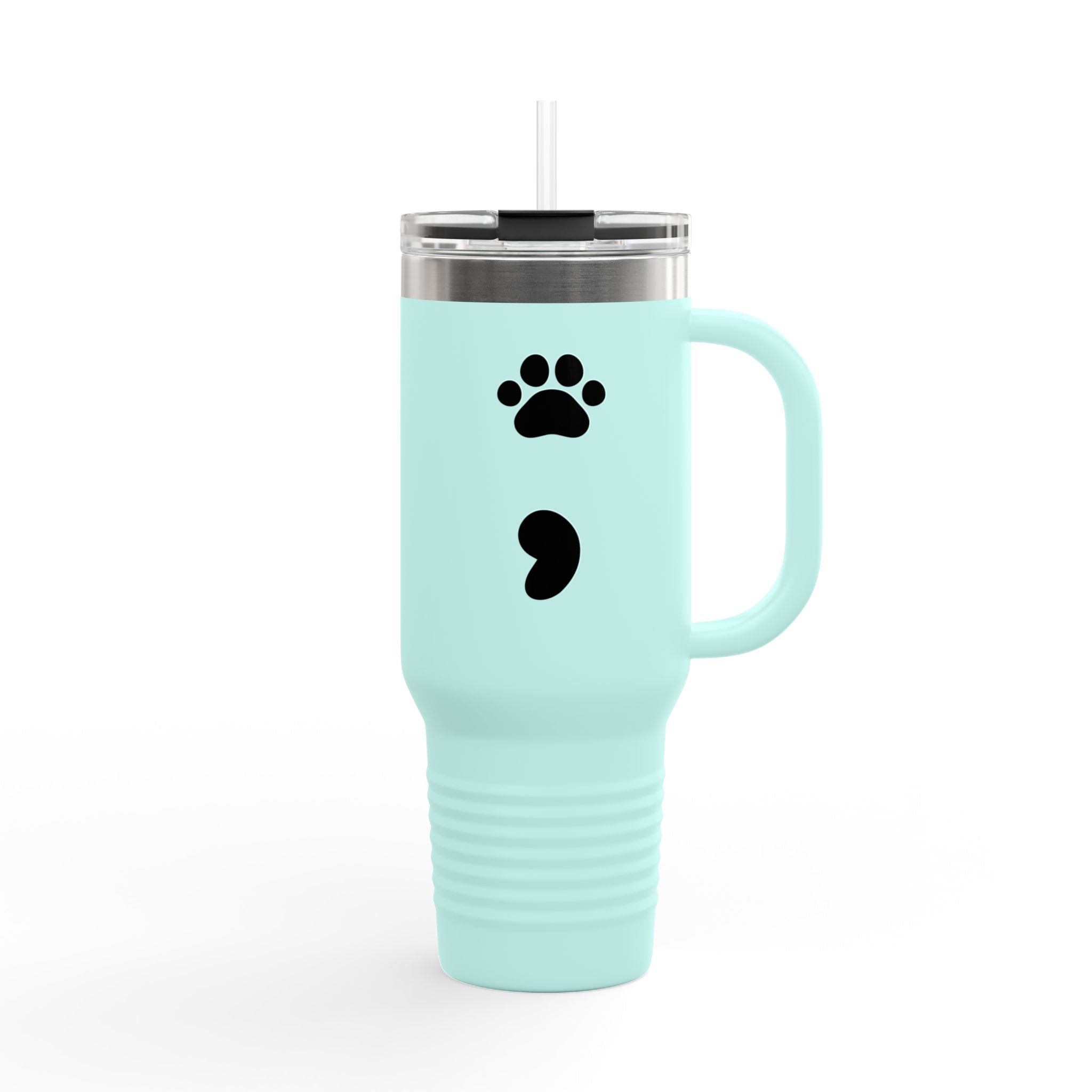 Copy of 40oz Insulated Travel Mug – Black Cat Semicolon Design, Stainless Steel Tumbler for Coffee & Tea