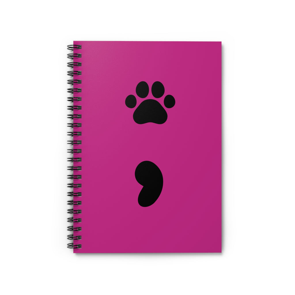 Pet Paw Semicolon Spiral Notebook — Mental Health & Pet Lover Journal