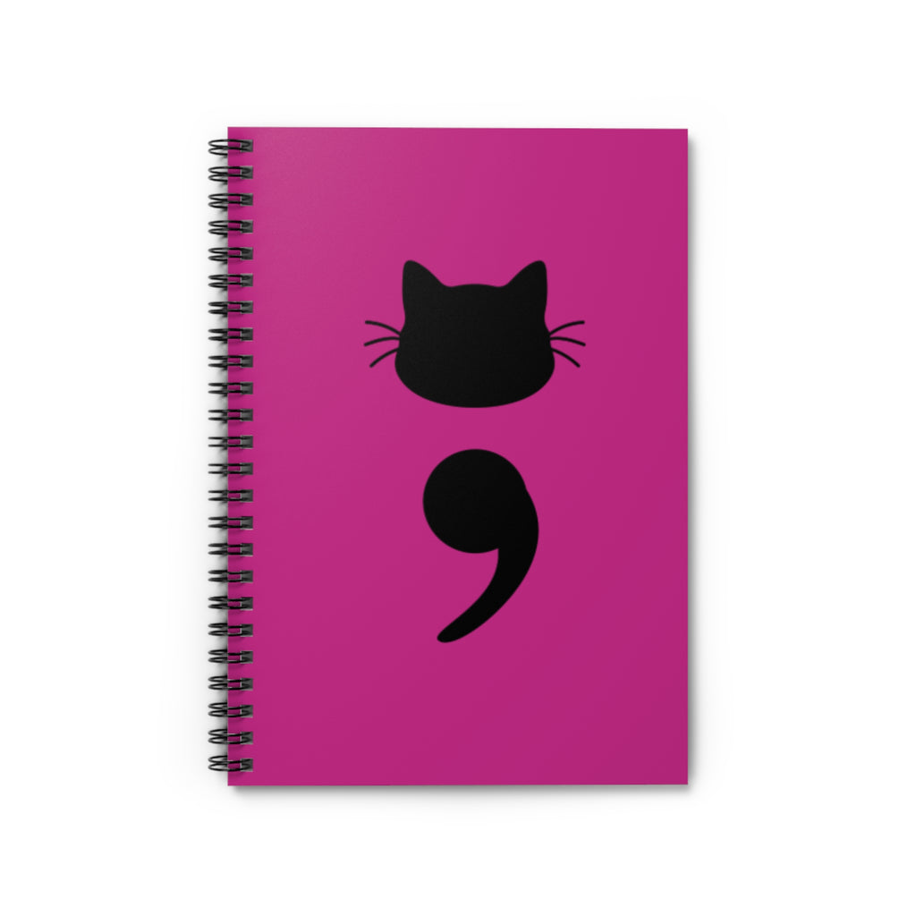 Cat Semicolon Spiral Notebook — Mental Health Journal